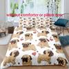 Niedlicher Cartoon-Hund-Stil Digitaldruck Bettbezug-Set - Polyester - Schlafzimmerdekor - 1 Bettbezug + 2 Kissenbezüge (kein Kissenkern)