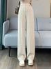 Thicke Loose High Waist Wide Leg Pants Winter Warm Solid Elegant Straight Pantalones Trousers Office Lady Casual Sweatpants New