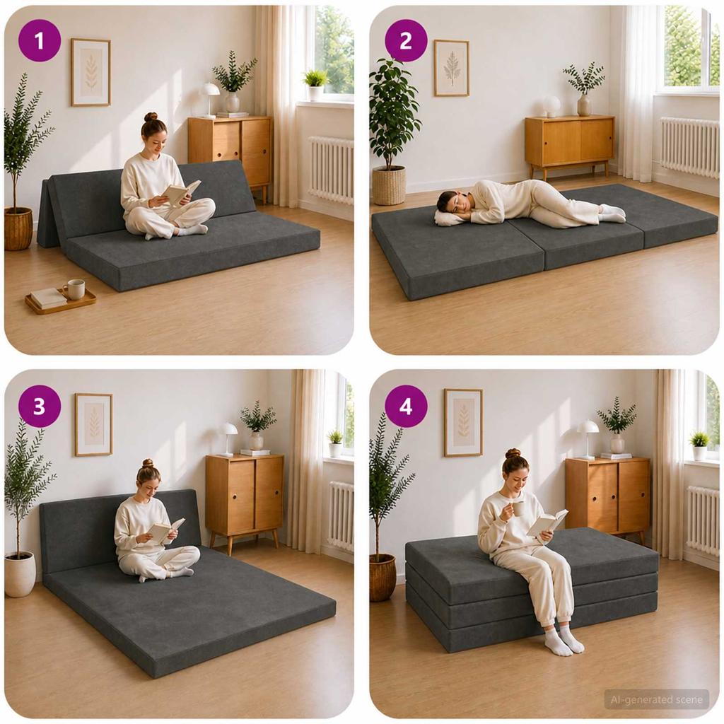 Folding Sofa Bed 120 x 67 x 45 cm Dark Grey