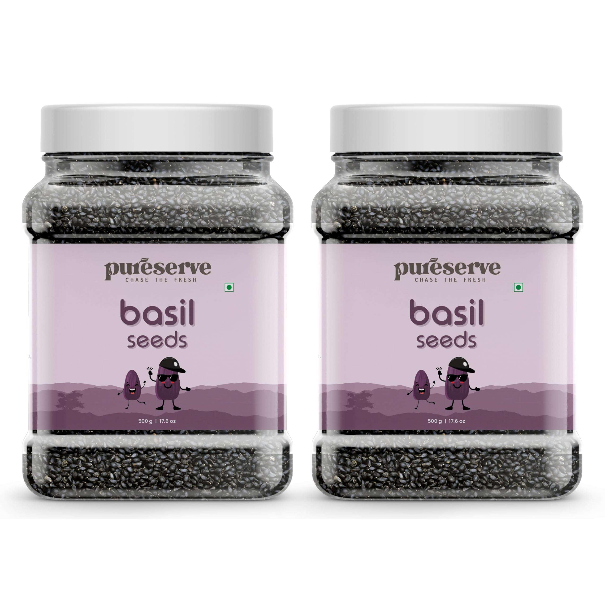 

Pureserve Premium Basil Seeds 1Kg (500g×2) - Superfood for Weight Loss & Digestion |Sabja Seeds | High Fiber & Omega-3 | Natural Detox & Hydratio