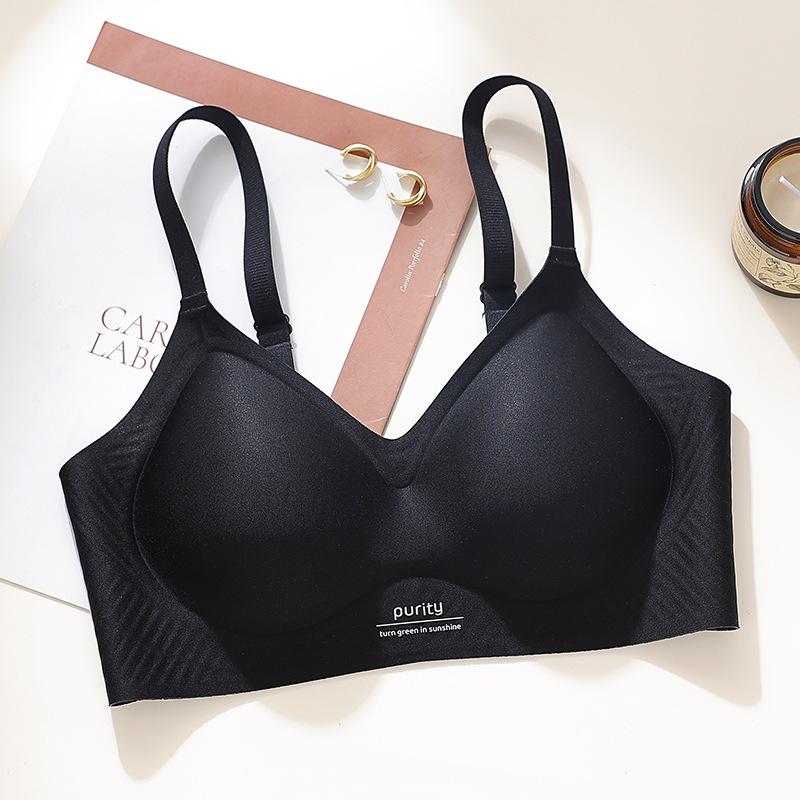 

Traceless underwear fixed cup, small breasts gather and show large collection, soft support, comfortable and breathable text 2XL 40/90ABC чорний