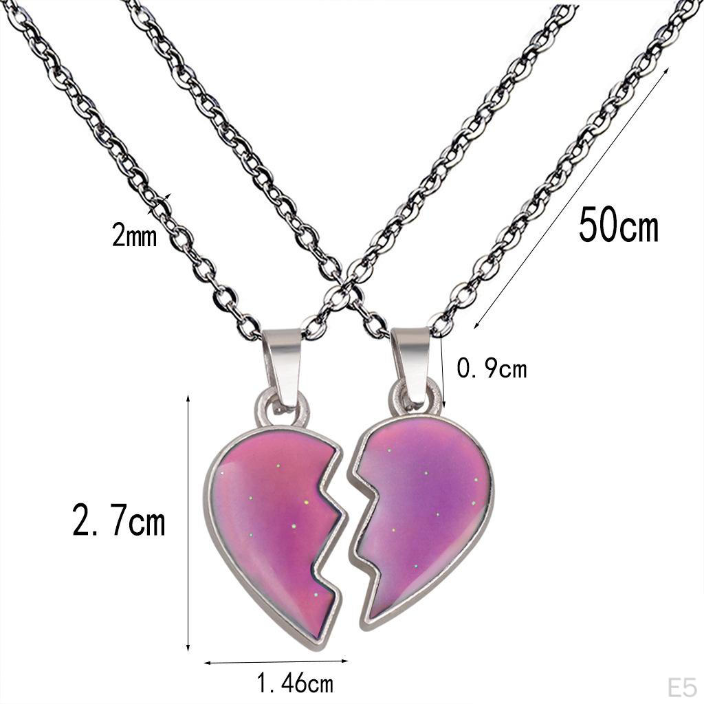 1 Pair Couple Pendant Necklaces Color Stainless Jewelry Gift Heart Shaped Friendship Women Men Lover