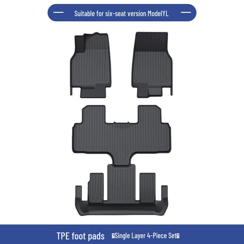 Tesla Model Y 6-Seater TPE Dirt-Resistant Floor Mats with Metal Pedals