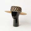 European and American spring and summer new grid decoration with flat top big eaves Lafite straw hat outdoor shading and sun protection Lafite straw