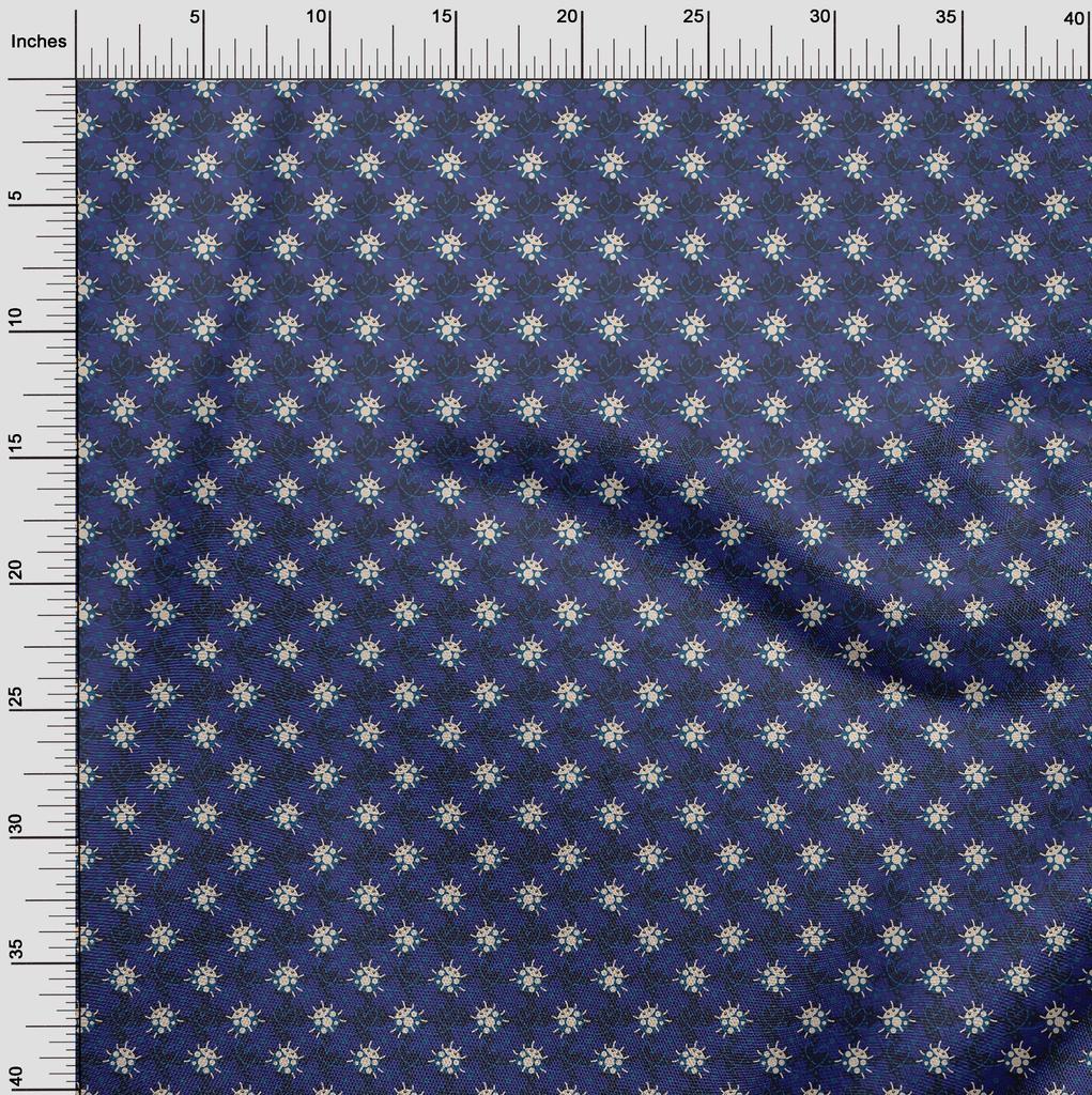 oneOone Cotton Poplin Blue Fabric Bird Ladybird  Sewing Fabric By The Yard Printed Diy Clothing Sewing Supplies 42 Inch