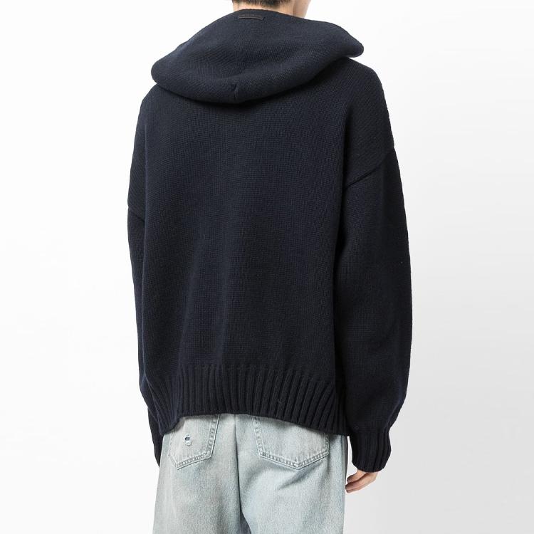 Fear Of God FW21 Ribbed Edge Knitted Hoodie Men hoodies Blue FG20-002WSK-415