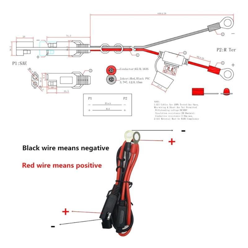 Suport pentru siguranțe dublu pozitiv/negativ stil ATC 10AWG fir cu terminale inelare și conectori 45A pentru vehicule 2ft/60cm