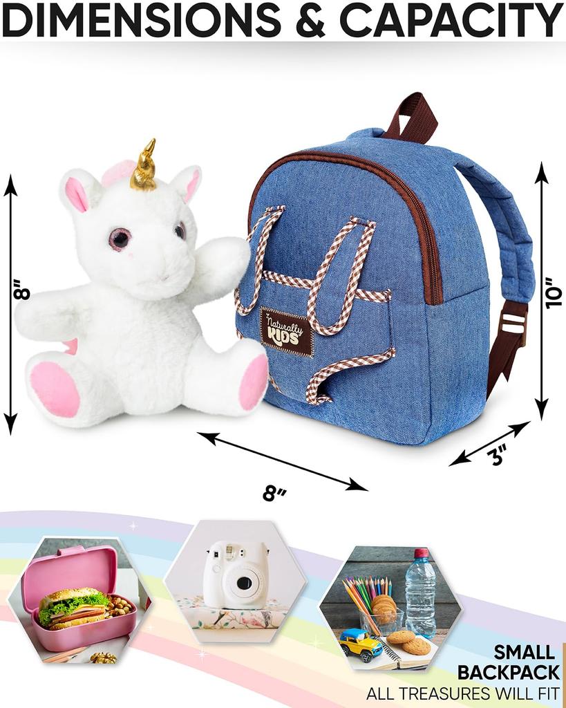 Naturally KIDS Toddler Backpack with Plush Toy Toddler Gift for Boys Girls Small Backpack Unicorn Toy