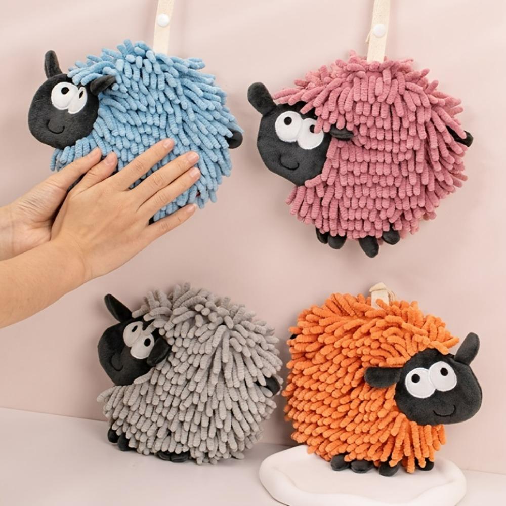 

1 шт., мультяшное полотенце для рук с изображением овцы, симпатичная форма, декор, синель, шарик для протирки рук, супервпитывающий, быстросохнущий, нелегко сбросить полотенце для волос для туалета в ванной комнате