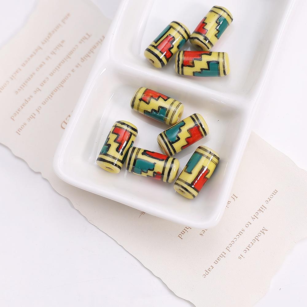 Retro Ethnic Hand-painted Ceramic Totem Beads: DIY Bracelet & Necklace Accessories