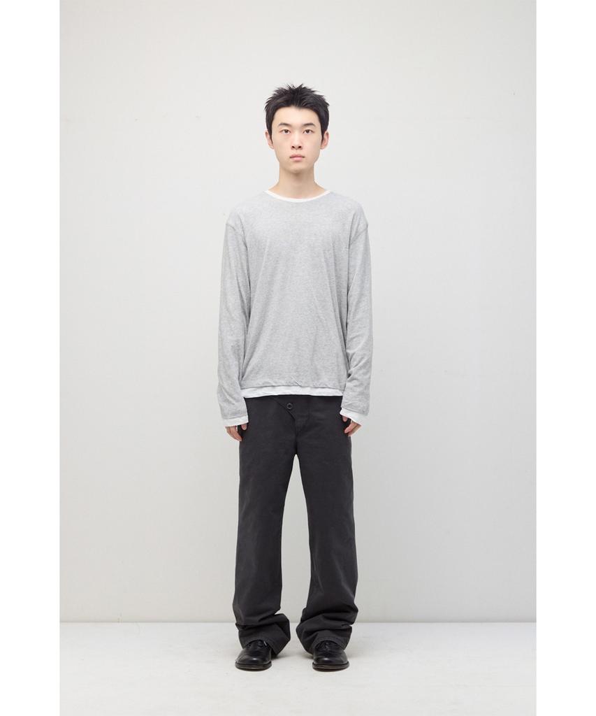 HATCHINGROOM Two Face Ringer Tee M.Grey/White