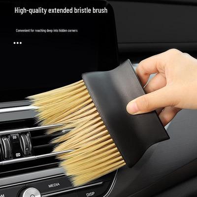 Brosse de Détail Jaune à Poils Doux pour le Dépoussiérage et le Nettoyage des Bouches d'Aération Intérieures de Voiture