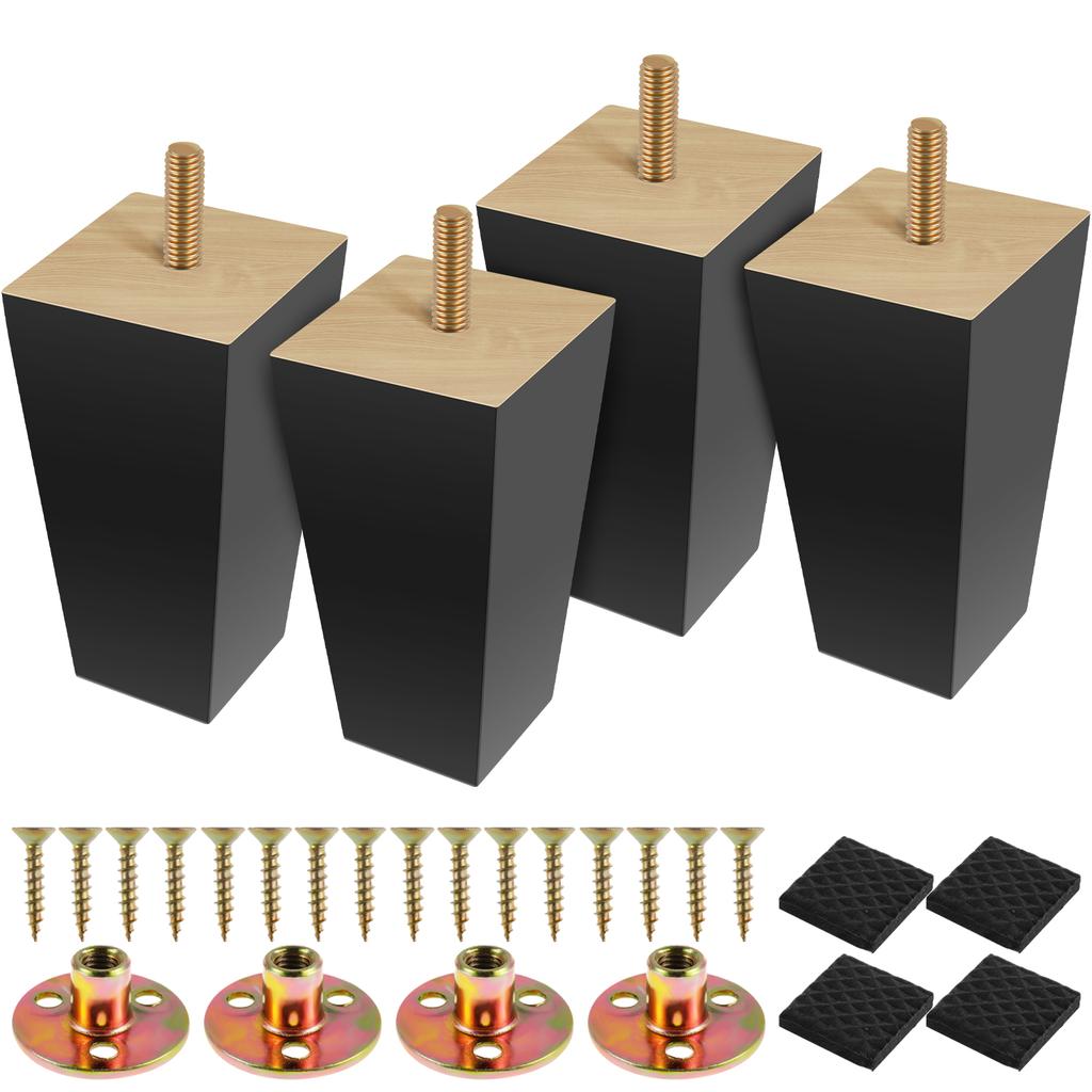 4Pcs Natural Wooden Furniture Legs 10/15cm Non-Slip Sofa Cabinets Bed Table Chair Replacement Increase Height Feet