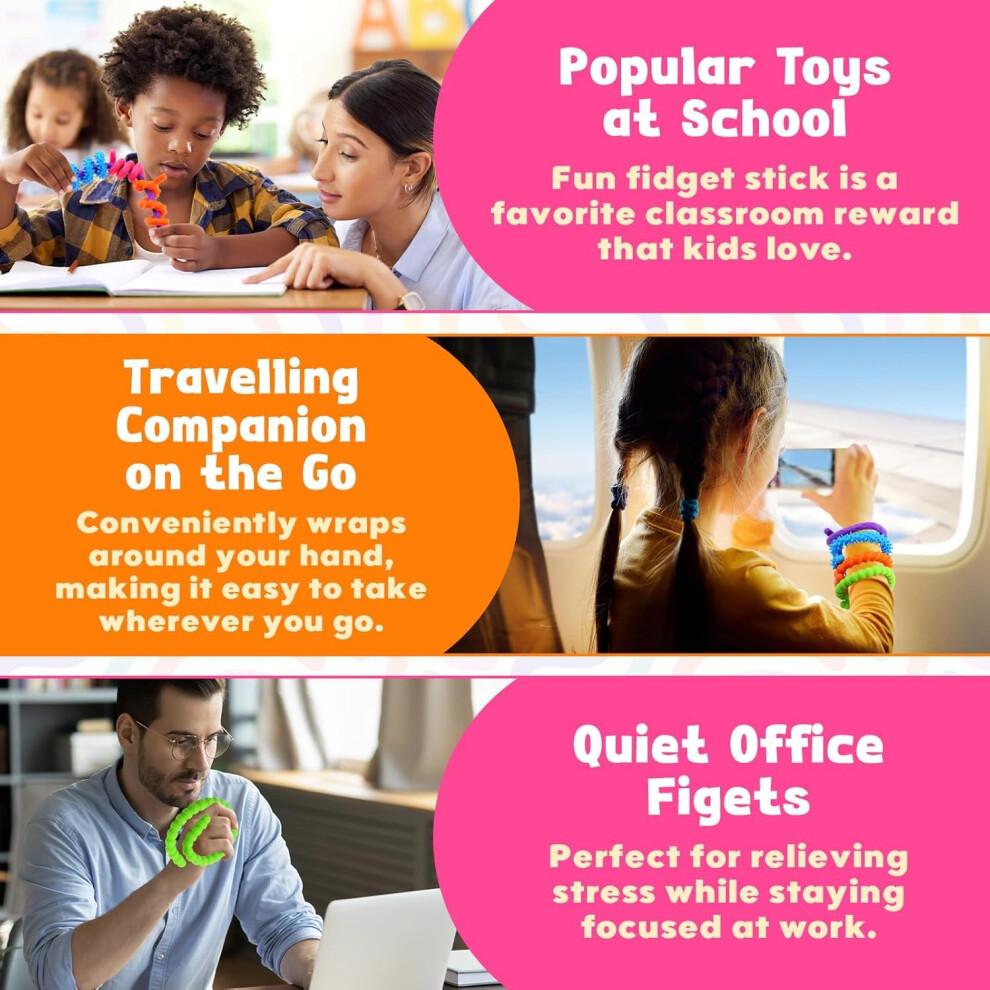 JoyJoyful Fidget Toys for Kids Adults, 6 Pack Stick Sensory Toys for Autism, Textured Squishy Toys for Special Needs Autistic, Adhd Anxiety Stress To