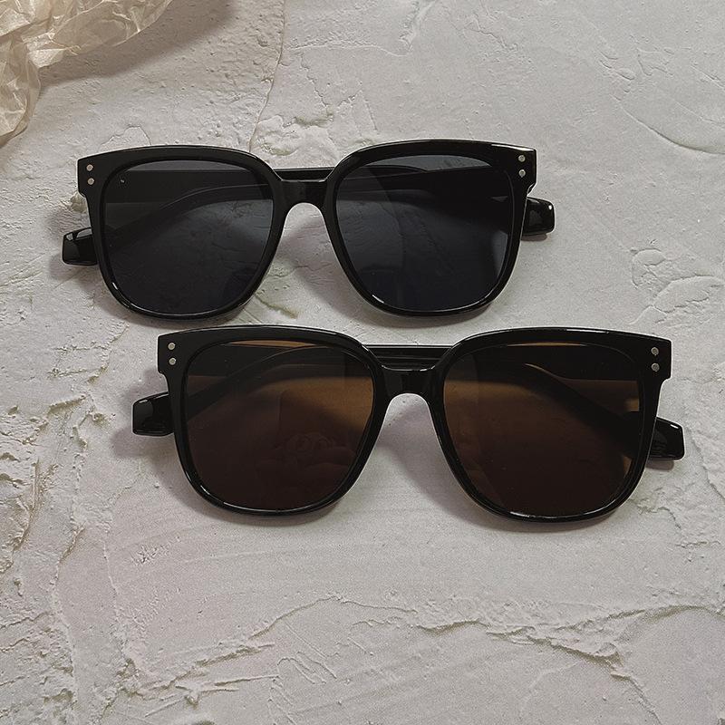 Fashion Brown Rice Nail Sunglasses Personalized Retro Box Ins Style Sunglasses Women'S Big Face Glasses Men'S Tide