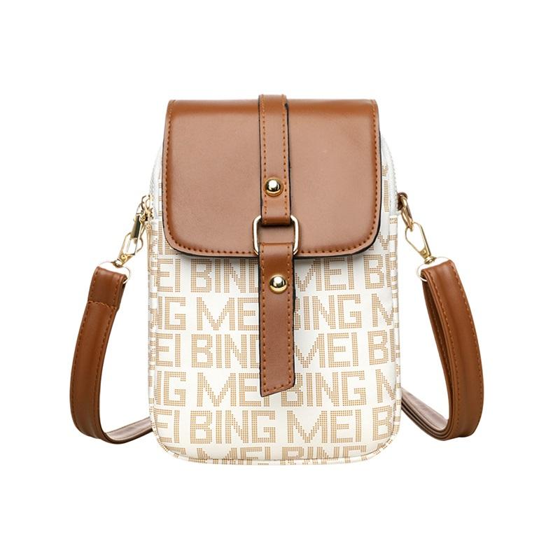Женская сумка через плечо для телефона, маленькая сумка на плечо из ПУ-кожи с клапаном и молнией, мини-сумка с винтажным принтом букв белый