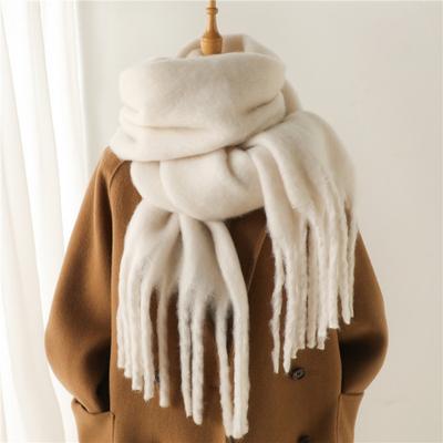 Winter Warm Einfarbiger Schal Einfarbiger Vielseitiger Winter Warmer Schal mit Verlängerten Quasten Paarschal