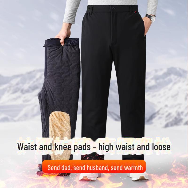 Men's Thickened Cotton Winter Trousers - Casual and Warm for Middle-Aged and Elderly Dads