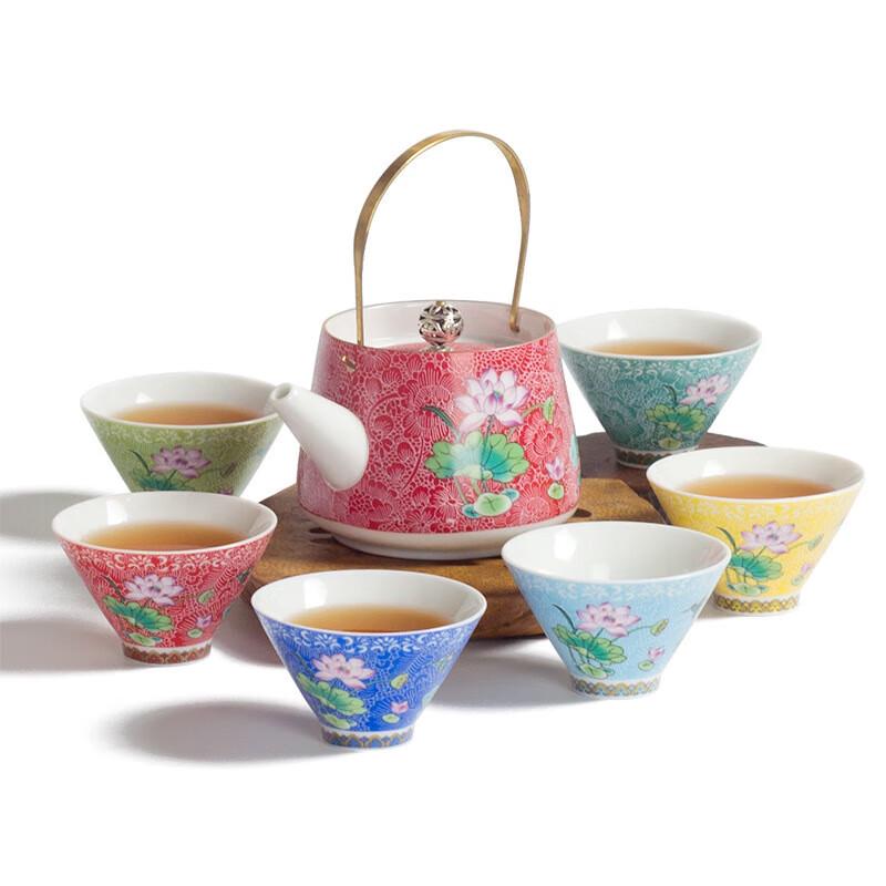 Jingdezhen Famille Rose Peony Ceramic Tea Set