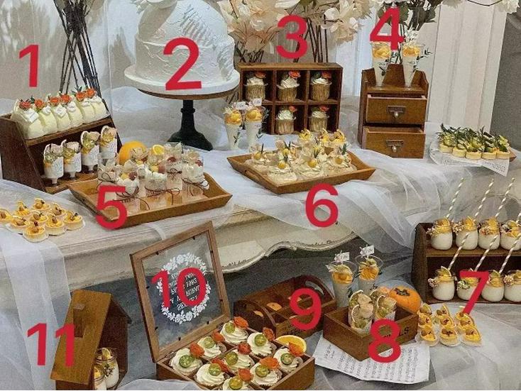 Mori-Style Solid Wood Dessert Stand Set - 11 Pieces for Weddings, Engagements, Banquets, or Coffee Breaks