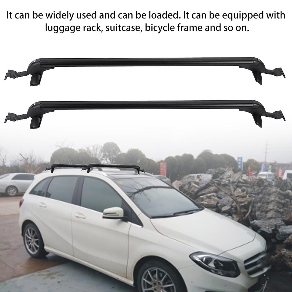   2x Aluminum Car Top Luggage Luggage Roof Rack     Carrier with 2 Buttons, Hvy Duty Roof Rack Compatible with Most Vehicles