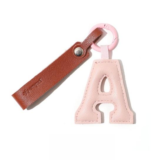 

Keychain Pendant Imitation Leather Macaron Color English Letter Design Bag Charm Backpack Car Accessories