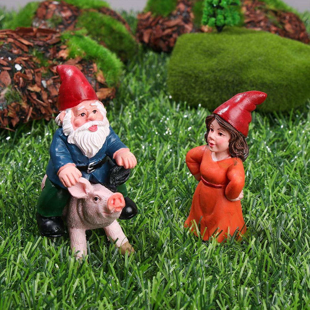 1pcs Miniature Drunk Elves Figurines Ornaments Set Mini Dwarf Pig Statues for Planter Flowerpot Decor Accessories