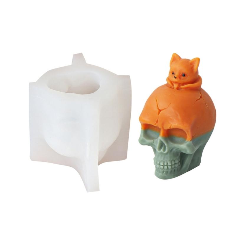 Skeleton Head Silicone Molds for Candle Soap Gypsum Decorations, Halloween Candle Molds for Making Halloween Present
