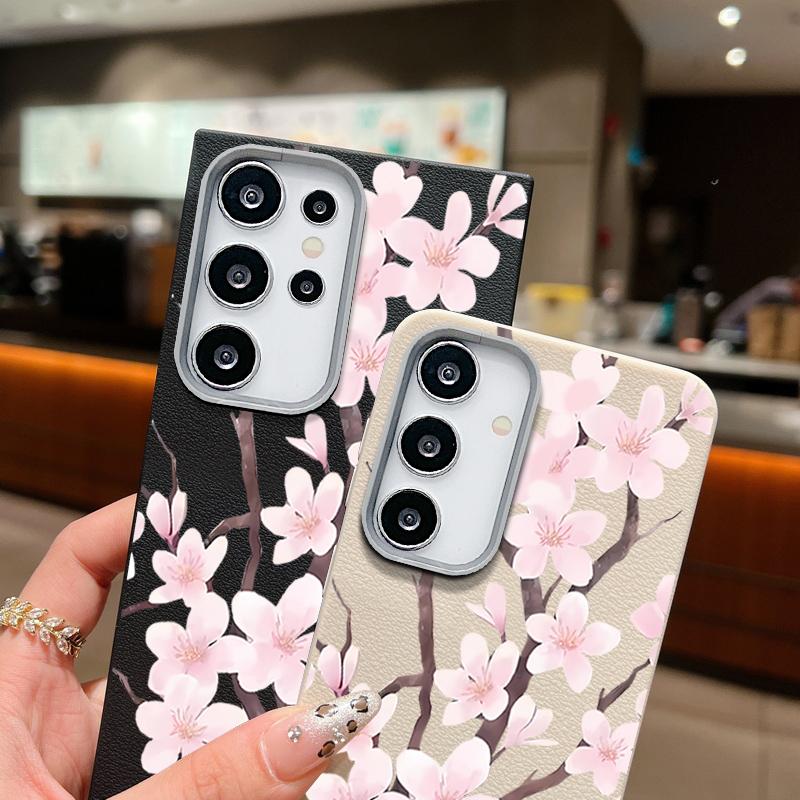 Hand-drawn Style Sakura Pattern Case For Samsung Galaxy S26 Ultra S25 Edge S24 Plus S23 S22 S21 FE A54 A15 A25 A35 A55 A16 A26 A36 A56 A17 A37 A57 5G