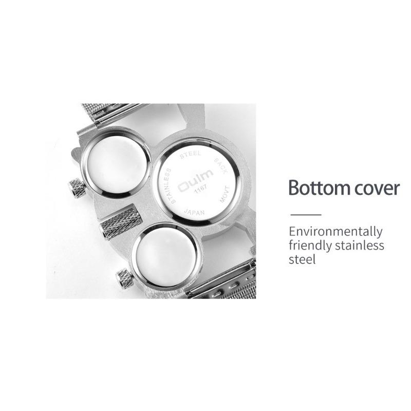 Oulm Herrenuhr, Quarzuhr, Stahlgitterband, modische Herrenuhr, großes Zifferblatt