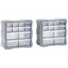 Multi-drawer Organizers with 12 Drawers 2 Pcs 26.5x16x26 Cm