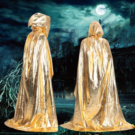 Vampire Hooded Cloak Medieval Witch Robe Cape Floor-length Halloween Costume