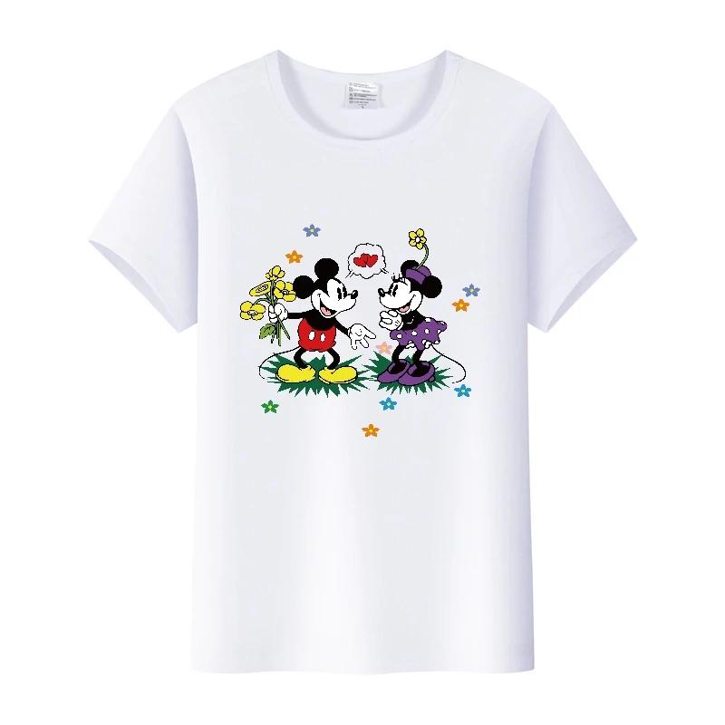 Fashion Disney Cartoon Men Tshirt Female Tops Summer Women Short Sleeve T-shirt Gothic Tee Ladies Mickey Mouse Graphic Clothes