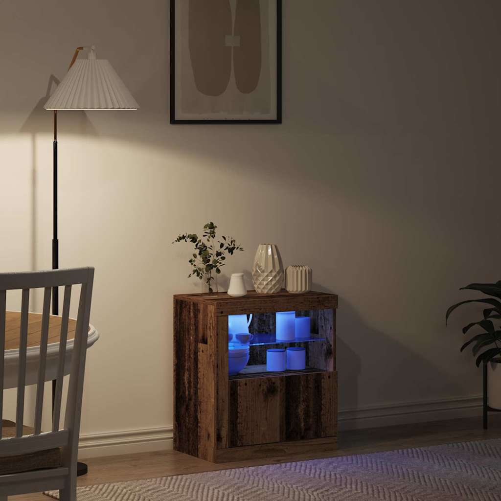 LED Sideboard In Brown 60.5 X 37 X 67 Cm Particleboard