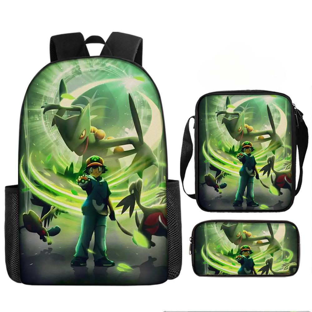 Elementary School Backpack Set 3-Piece Large Capacity Fashion Oxford Cloth Shoulder Bag
