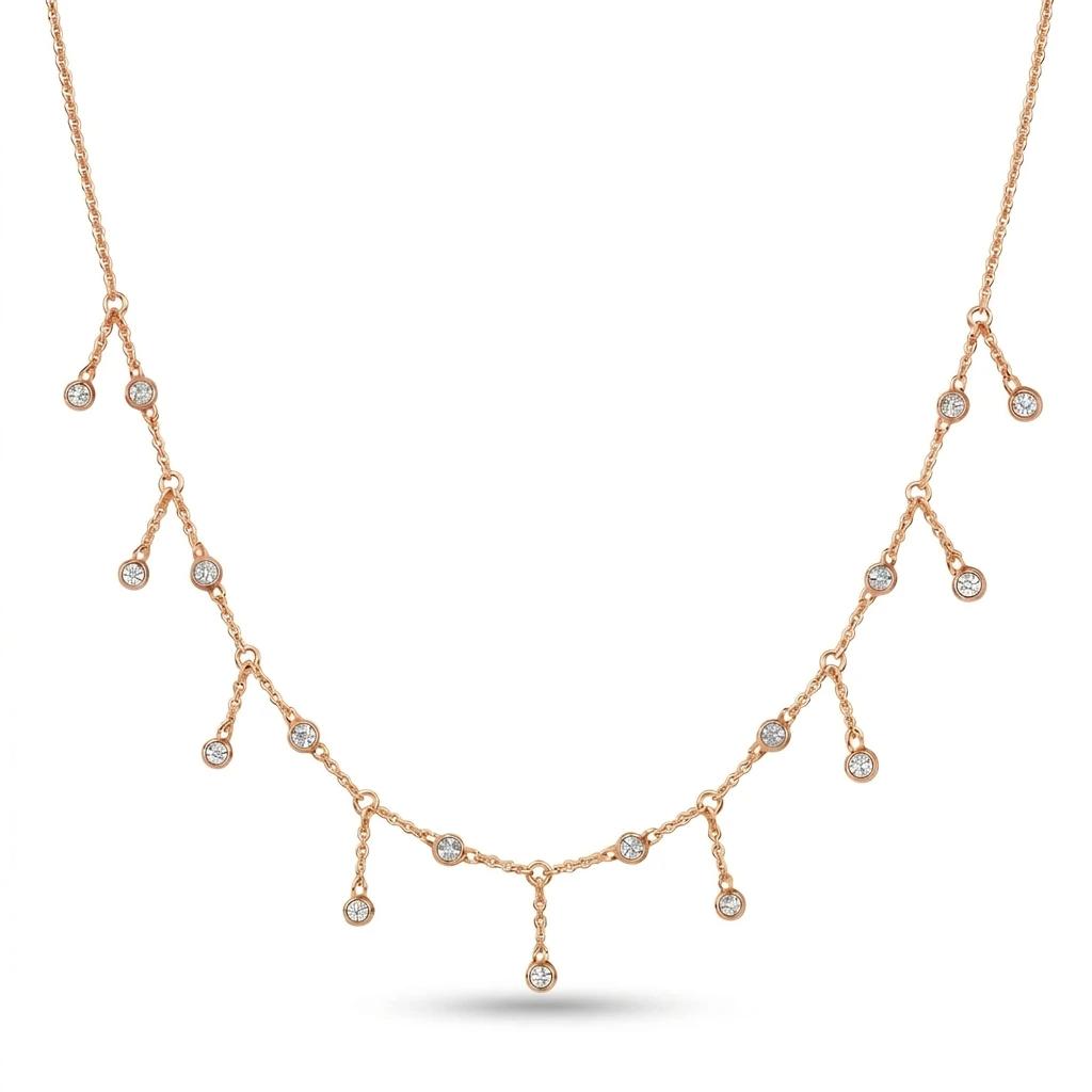 Elegant Drop Tassel Starry Moissanite Clavicle Chain S925 Silver 18K Gold Plated Ladies Office Wedding Bridesmaid Neck Chain
