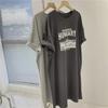 2025 Summer Women's Cotton Knee-Length T-Shirt Dress with Letter Print