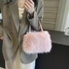Ultra-Soft faux fur Winter Warm Handbag with Detachable Strap Solid Color Versatile Handbag for Everyday Use, Purse