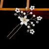 1 Piece Satin Flower Pearl Crystal Hairpin, Forest Fairy Style, Suitable for Bridal Look / Daily Updos / Party Wear