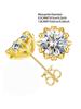 Sterling Silver Iced Out Stud Earrings with Diamond & Rose Gold Moissanite VVS Luxury Fine Jewelry