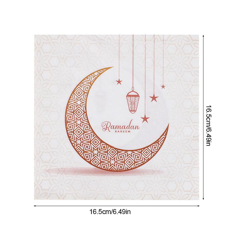 20pcs Ramadan Kareem Napkins Eid Al Adha Moon Lantern Disposable Paper Napkin 2026 Muslim Islamic Party Home Table Decorations