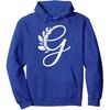 monogram name initials white letter G floral leaves graphic Pullover Hoodie