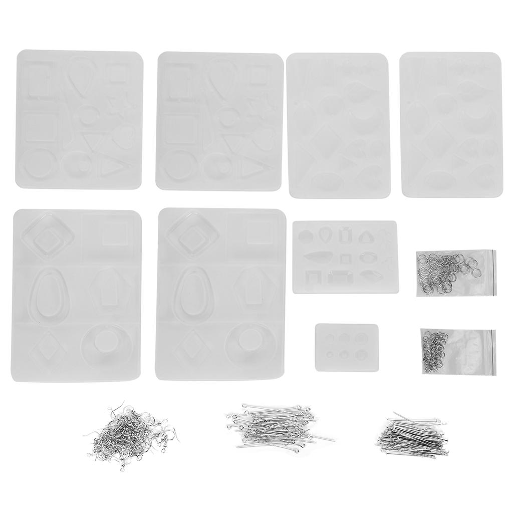 Silicone Casting Molds Tools Open Eye Pins Rings Set for Jewelry Pendant DIY Craft Making