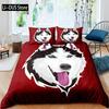 Copripiumino Husky Cucciolo Animale Domestico Fiore Floreale Giungla Paesaggio Naturale Set Biancheria da Letto Animali Carini Poliestere Matrimoniale Queen King Copripiumino