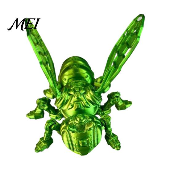 Collectible Bee Figure 3D Printed Mechanical Figurine, Hornet Ornament with Movable Joints, Articulated Wasp Desktop Model Fidget Toy, Insect