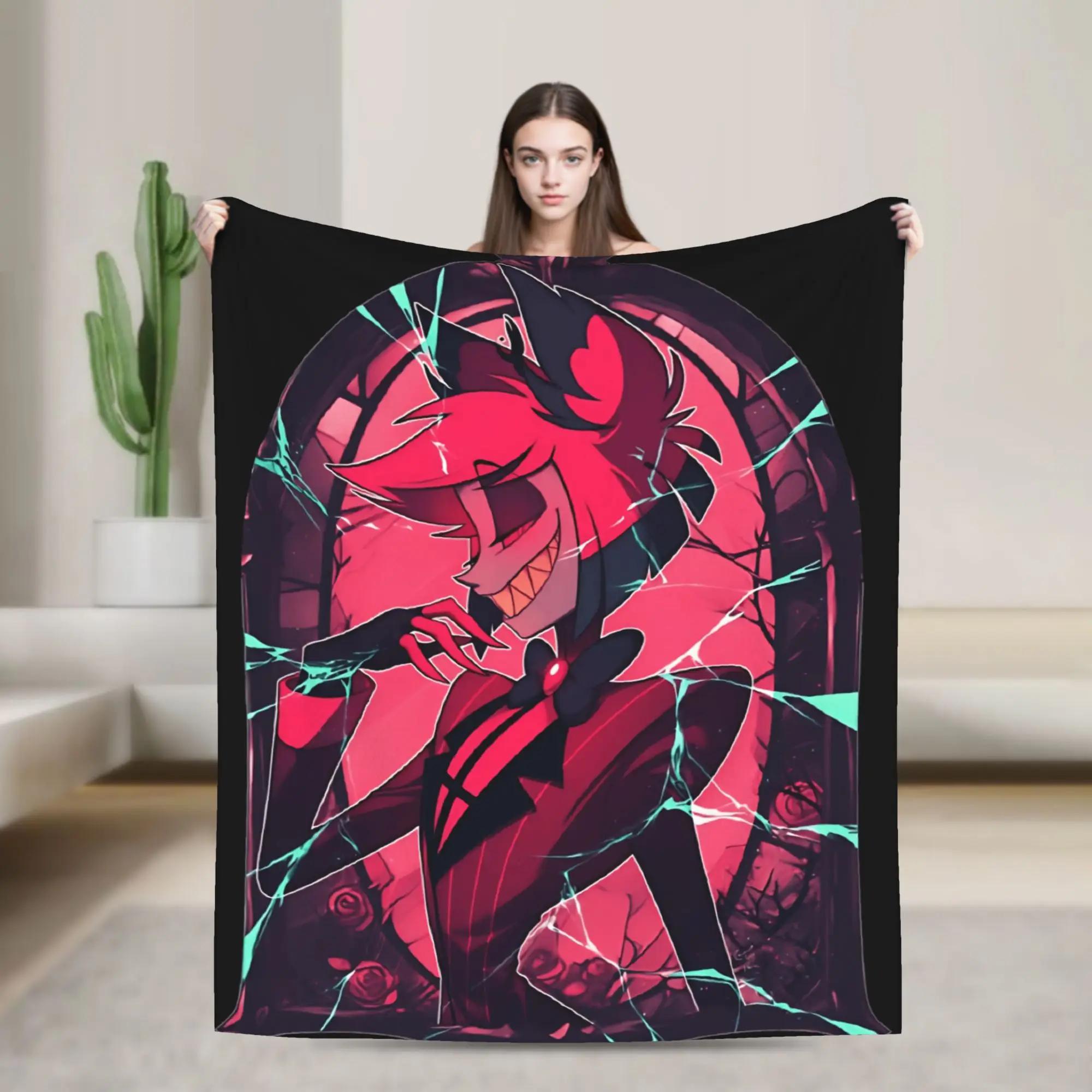 Stained Glass Alastor Cracked Hazbin Hotel Throw Blanket Soft Warm Winter Bedspread for Bedroom Boys Girls Funny Design 100x150cm