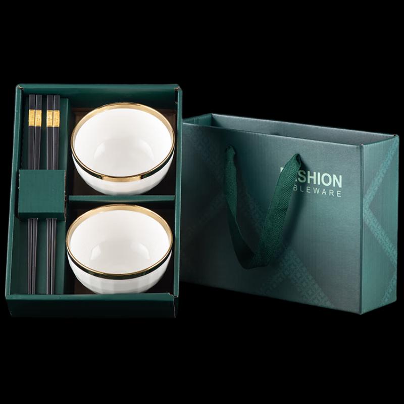 Woding Ceramic Bowl and Chopstick Gift Set