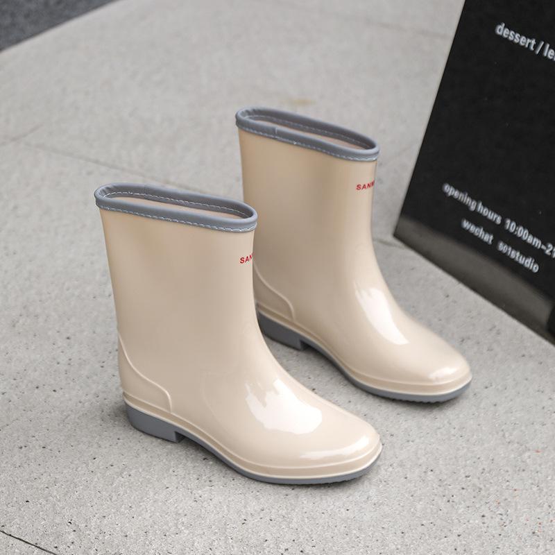 Women's Mid-Tube PVC Anti-Slip Rain Boots - New Waterproof Rubber Shoes