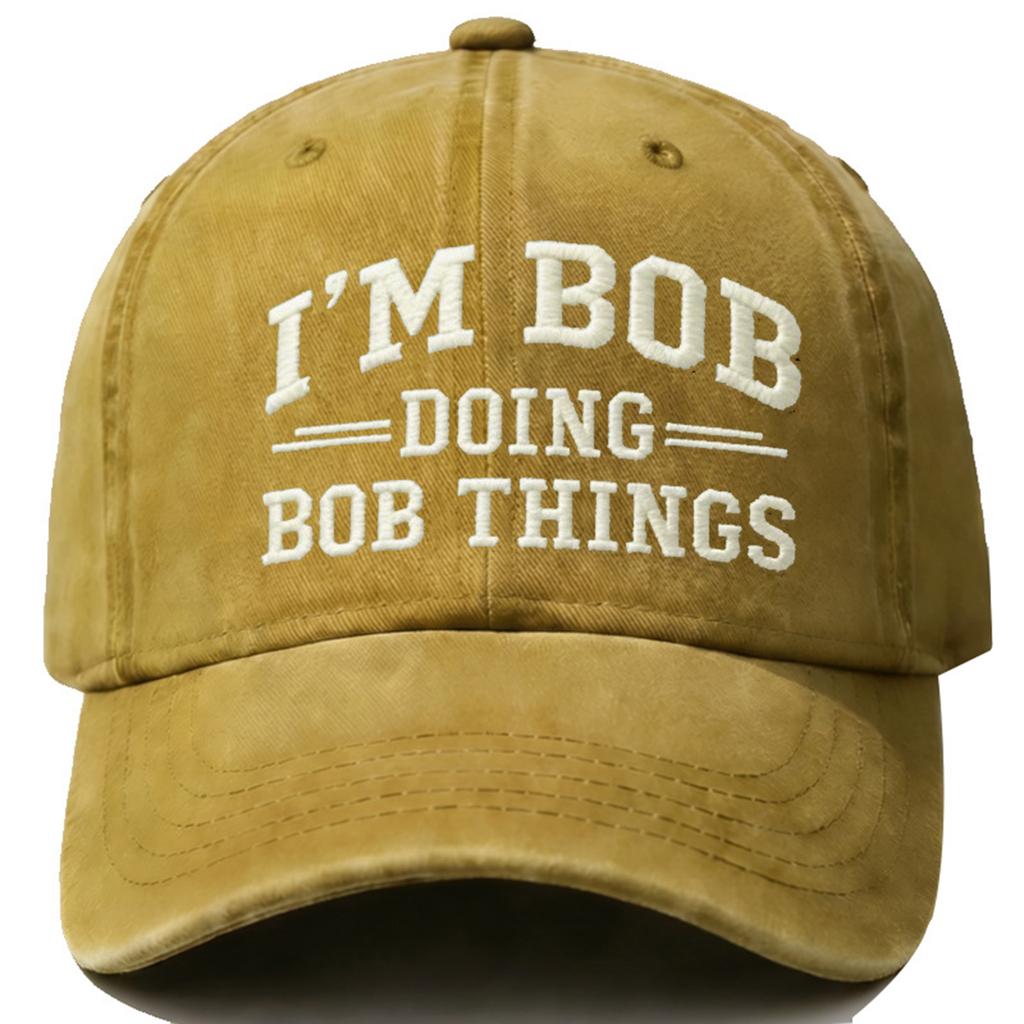 Men's Embroidered Baseball Cap Soft Top Adjustable Strapback Casual Outdoor Hat with Lettering Design Durable Cotton Material