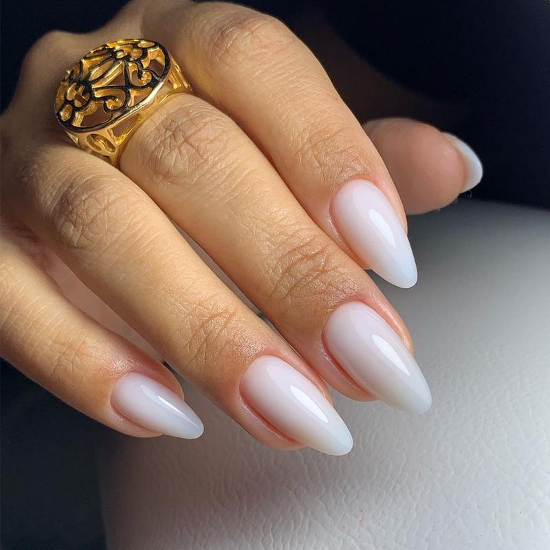 

Pure White Press-On Nails Set - 24 Removable False Nail Pieces UV Gel Glue Version